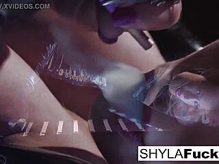 Shyla's blonde smoking fetish in solo pornstar session