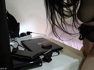 Rozelli's Intense Desk Orgasm in Fishnets