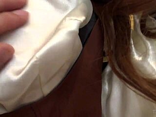 Petite girl in poison costume masturbates and rides.