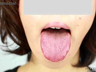 Asian Japanese Woman Uses Tongue In Fetish Play