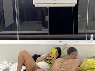 Fucking This Skinny Tattooed Brunette with Monster Cock in Public Hardcore Sex