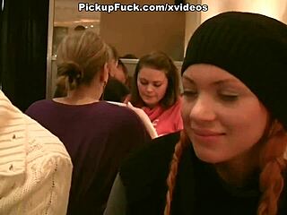 I picked up this redhead slut in the public toilet for a wild fuck.