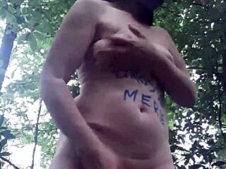 Female Slave Amuses Herself In Forest!