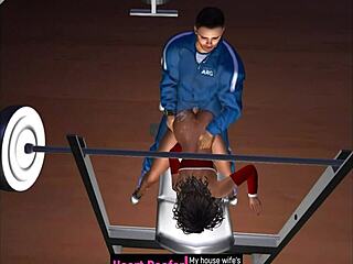 Girl gets groped at the inclined bench in cartoon