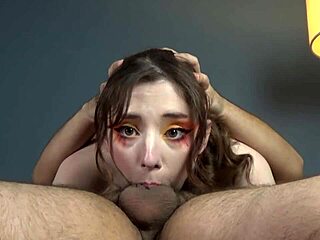 Intense deepthroat challenge with rough sex and gagging