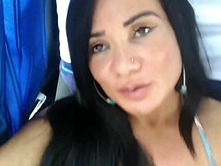 brunette bianca sucks cock on bus