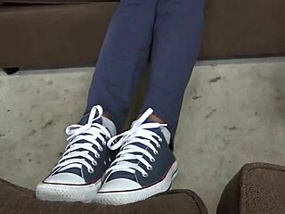 i told the submissive ebony model to show her ass in panties and jeans