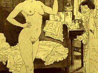 Vintage cartoon illustration of antique artifacts