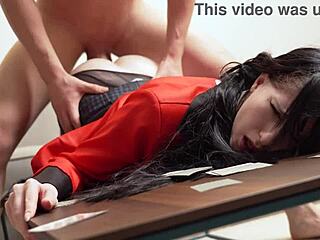 Small tits Yumeko Jabami gets cum covered in rough sex