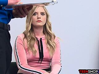 bbw teen employee caught stealing, rides big cock as punishment