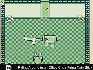 Playing a lewd game with an office chair in a Game Boy Advance game