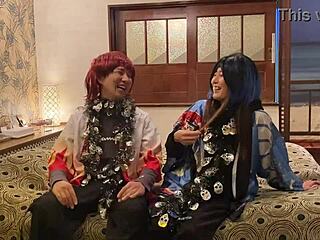 Asian Cartoon: Mature Wife Deepthroats in Costume Before Creampie.