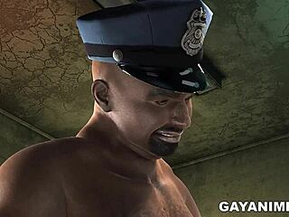 3D Cartoon Prisoner Fucked In Ass By Chubby Black Cop