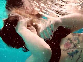 Dashka Stuns with Big Tits in Tight Pool Bikini