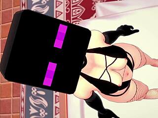 my girlfriend wears enderman mask for 3d hentai