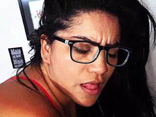 Student shoots cum in hot teacher's mouth! Leo Ogro, what a fetish moment with big tits and ass!