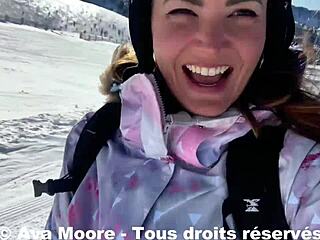 Ava Moore Surprised by Skiers Outdoors