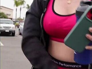 fit milf screwed in car after gym session, damn!