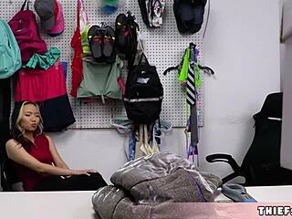 hey, asia lee, got caught shoplifting, now offer that tiny pussy