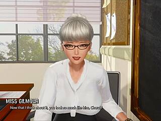 Beautiful anime game with big boob MILF and ripped clothes