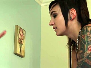 Horny nympho lesbos scissoring and licking each other passionately