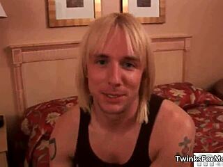 Cute Blonde Gay Guy Gets Naked