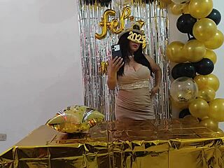 Shaved pussy MILF in hot action on New Year's Day