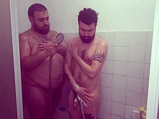 Fucking Bareback in Shower With Hot Daddy