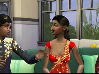 Indian step mom begs her sons for first-time threesome action?