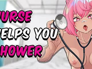 Nurse roleplay with steamy cock cleaning in shower