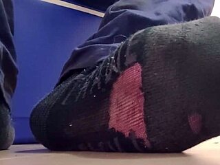 Step Gay Dad Eats Rubber After Hot Dilf Stepuncle's Bad Day with Feet