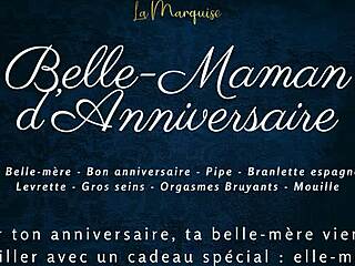 French step-mom bent over for doggystyle birthday celebration.