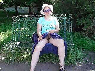 The Hairy Mature Crossdresser In Transparent Skirt Shows Off In Public