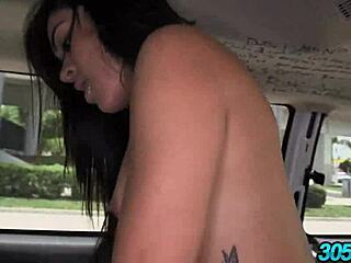 Tell me, how’s this hot brunette taking it outdoors?
