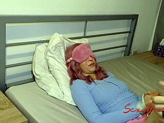 Married man blindfolds his wife for a steamy threesome
