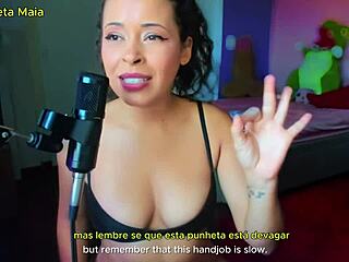 Brazilian Beauty Maia Guides Daily Handjob in Lingerie Roleplay
