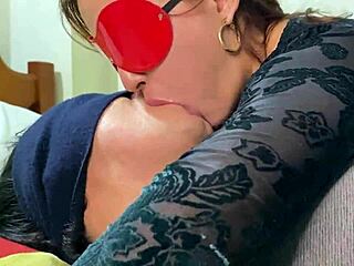 Stepsister feels intense passion in deep wet French kiss