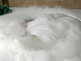 Cyno enjoys solo bubble bath fun in cosplay