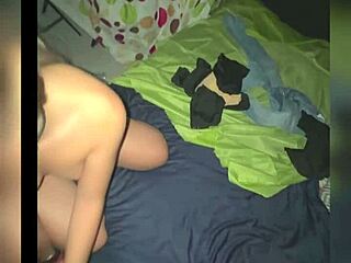 Mexican petite student with glasses shows ass in homemade video with friend