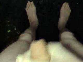 Feeling the Rain on My Naked Skin While Stroking My Monster Cock Outdoors