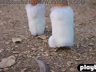 Big Tits Brunette Milf Strips Sexy, Exposing Amazing Body Outdoors!