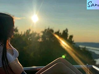 Hungarian Latina teases with nipple play in stunning paradise setting