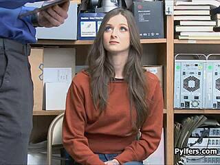 Beautiful Tattooed Brunette Gets Caught Sucking Cock In The Office!