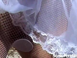 Watching a hot lesbian pantyhose orgy with footjobs and jerk off instructions