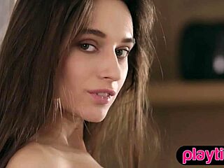 petite russian babe with big tits and bubble butt strips clothes to pose solo as pornstar model