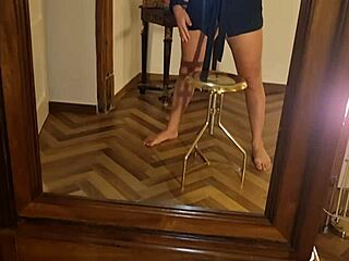 Stepmother drinks cumshot in bedroom