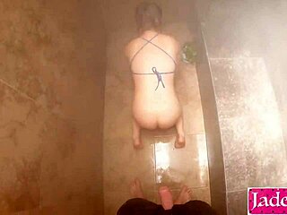 Feeling the thrill of sucking a big dick in the sauna