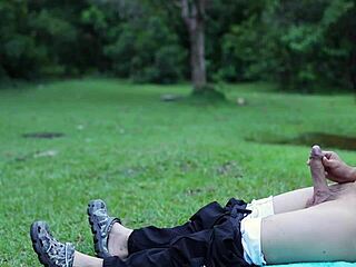 woman watches me masturbate roughly in public park!