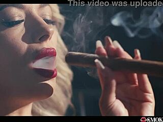 Horny Milf With Huge Tits Smokes While Sucking Cock