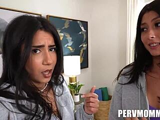 Feeling the passion in taboo threesome with stepmom Roxie Sinner and stepsis Lola Pearl